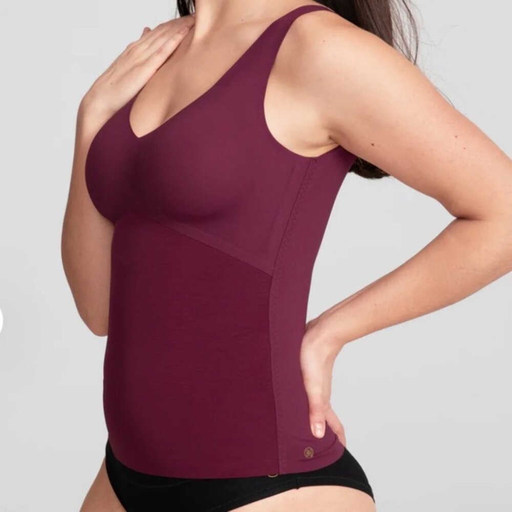 HONEYLOVE Womens Shapewear Liftwear Tank Fig Burgundy XL EUC Spanx Built-in Bra